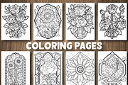 Floral Stained Glass Coloring Page, an Illustration by Design Station (Thumbnail 4 of 5)