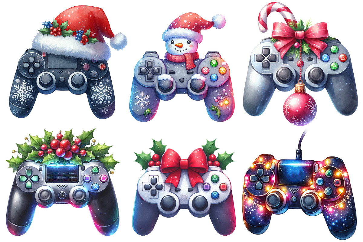 Christmas Gaming Controllers clipart, an Illustration by Designworld (Photo 4 of 6)