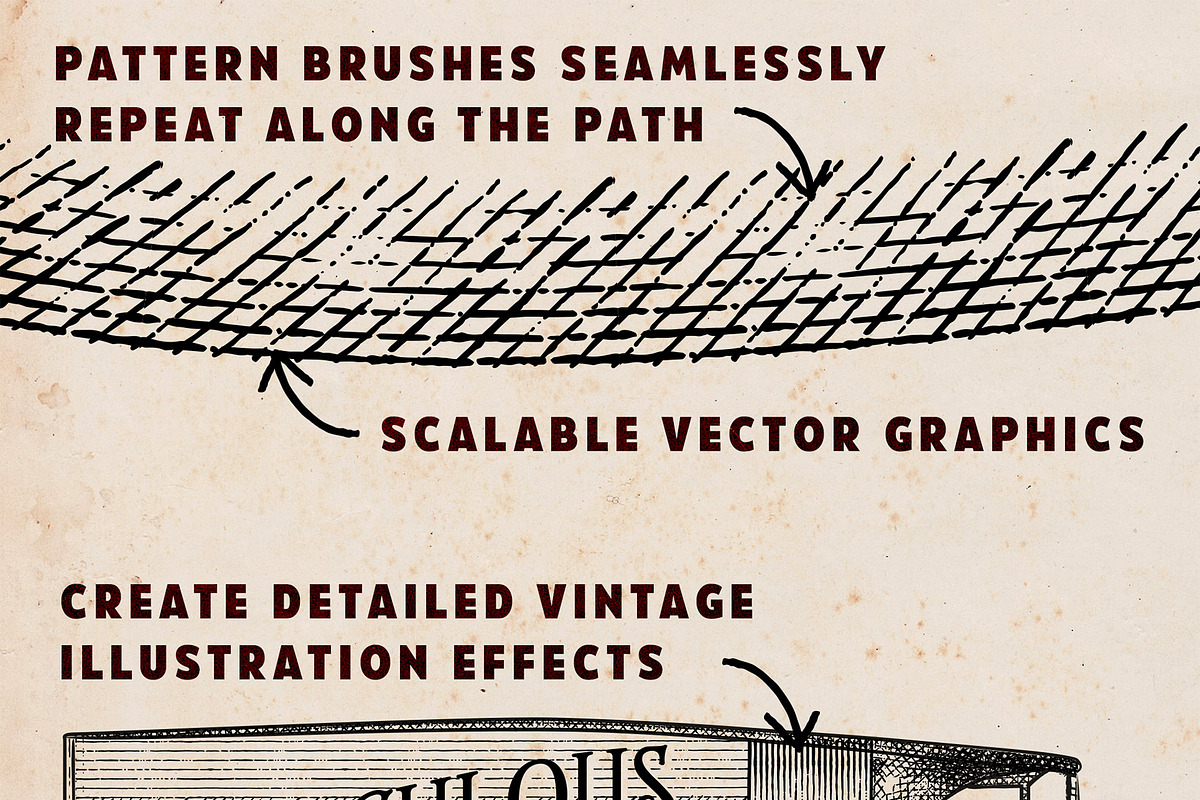 Vintage Shading Illustrator Brushes, a Brush Add-On by Spoon Graphics (Photo 3 of 3)