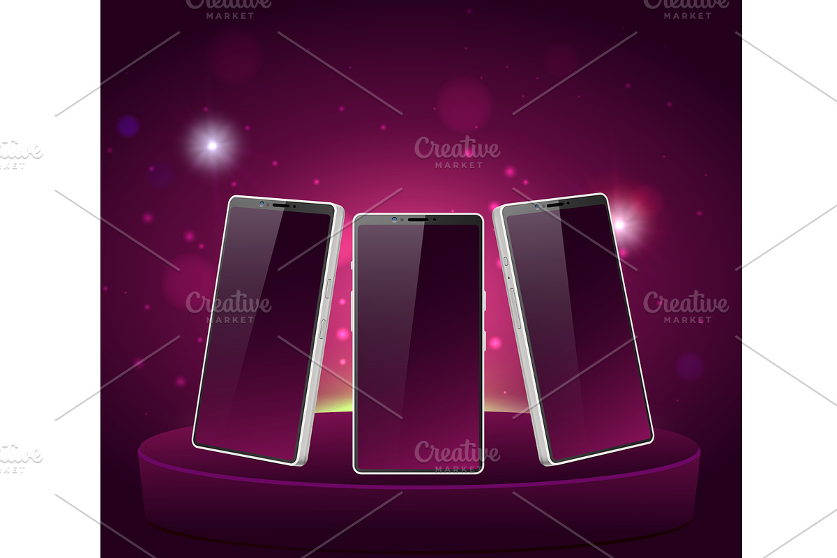 Realistic mockup of cell phone in, an Object Illustration by Vectorbuum