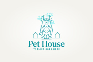 pet house care line art icon logo, a Branding & Logo Template by Blazybone