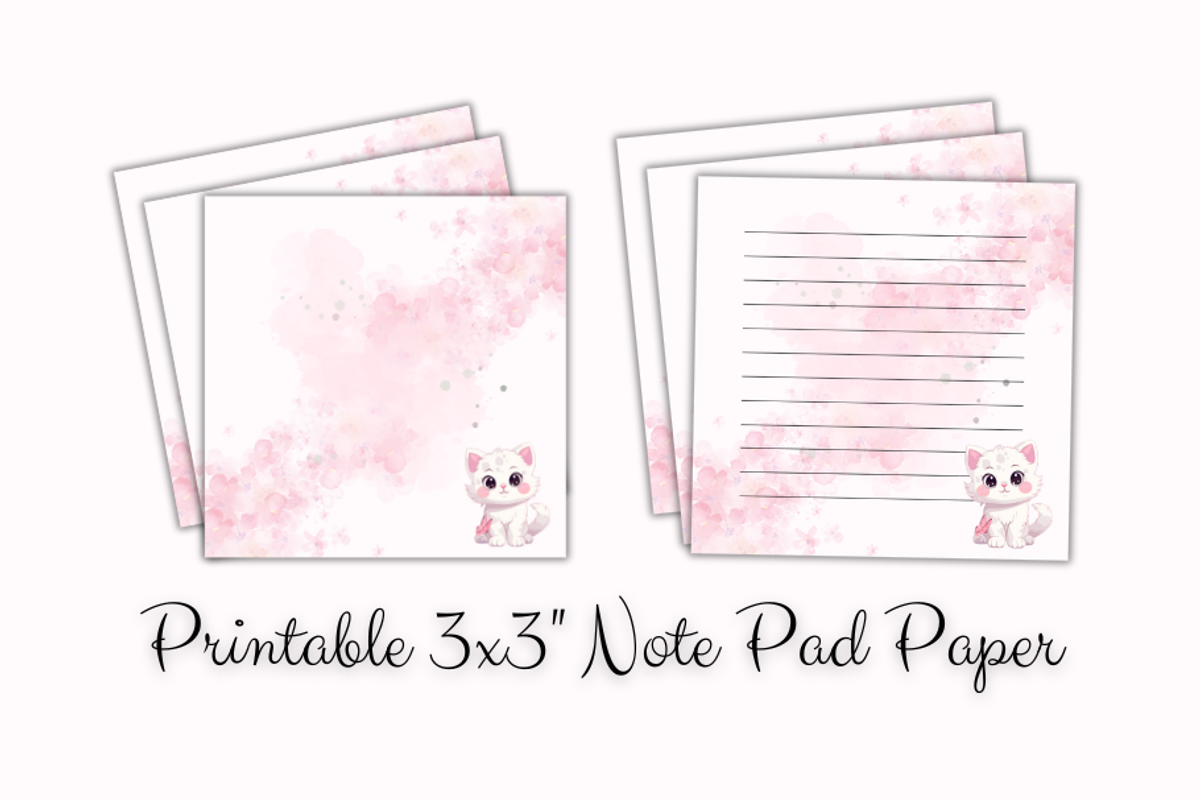 Printable Cute Kitten Note Paper, a Stationery Template by Pixels N Bows (Photo 1 of 4)