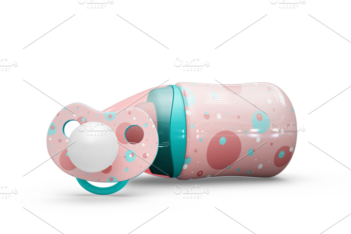Baby Bottle and Pacifier Vol2 Mockup, a Product Mockup by PixelMockup (Photo 2 of 17)