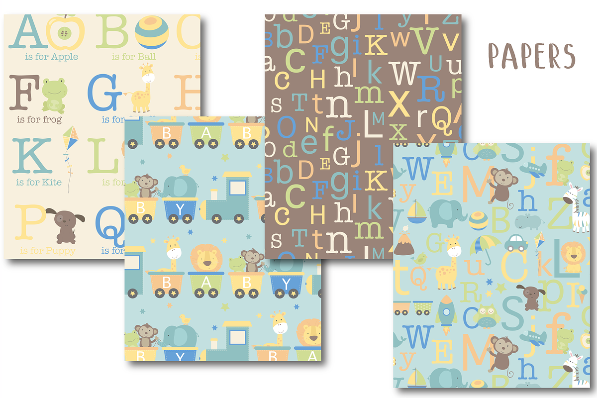 Baby Boy Alphabet paper, an Animal Illustration by Poppymoondesign (Photo 2 of 2)