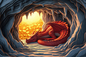 Papercut Dragon's Treasure Lair, a Photo by Virgo Studio