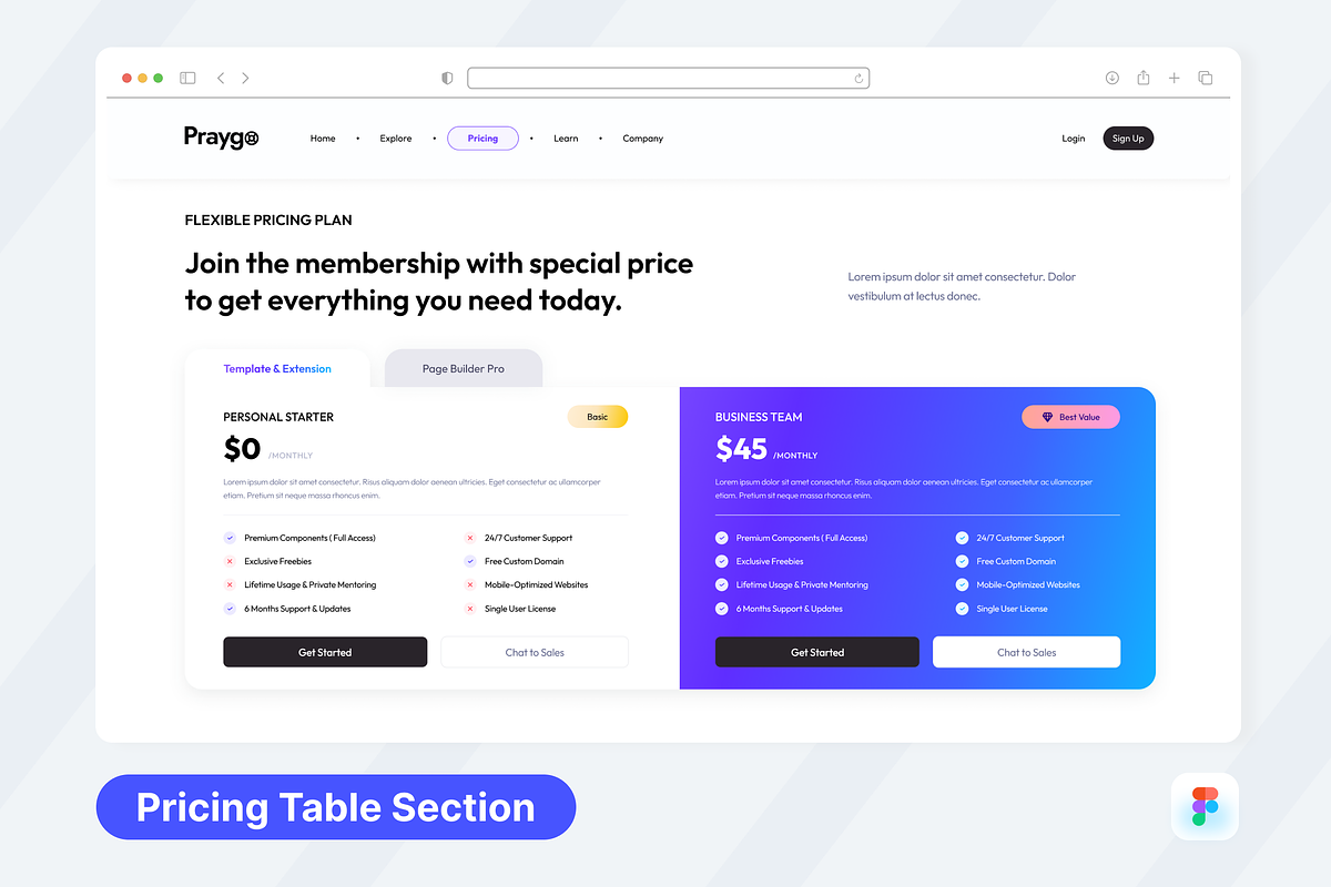 Praygo - Pricing Table Section, a Templates & Theme by SquidPixey (Photo 1 of 3)