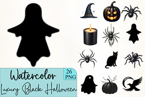 Luxury Black Halloween Clipart, an Illustration by CrexoraLab