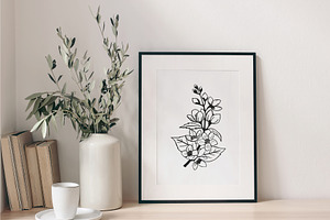 Flowers Alphabet Outline Art