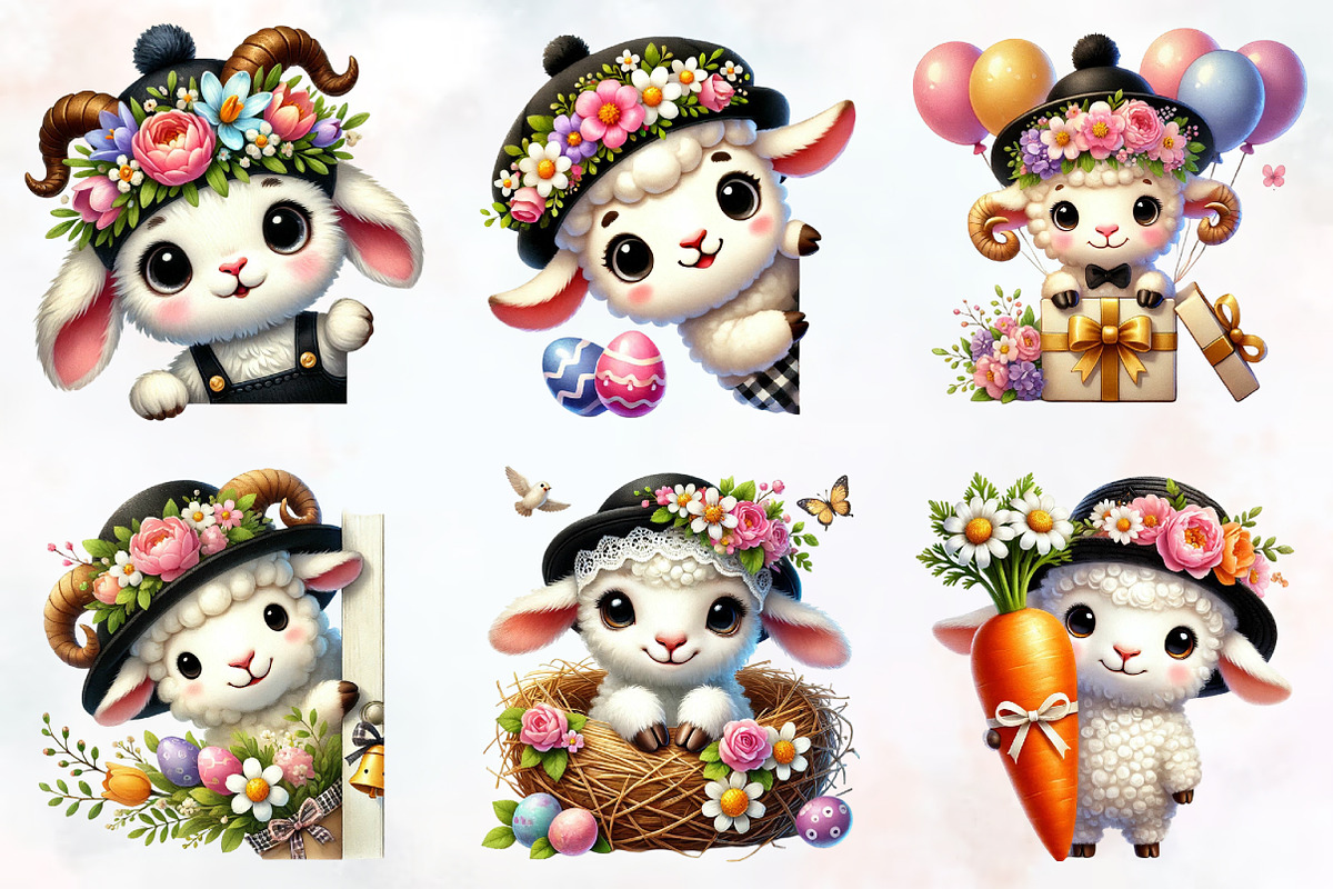 Easter day ram peeking clipart, an Illustration by RobertsArt (Photo 4 of 7)