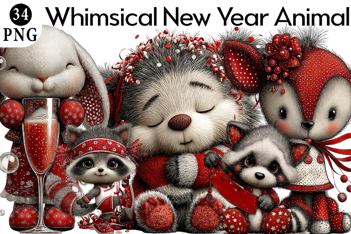 Whimsical New Year Animal Party Clip, an Illustration by Daily.Designs (Photo 1 of 8)