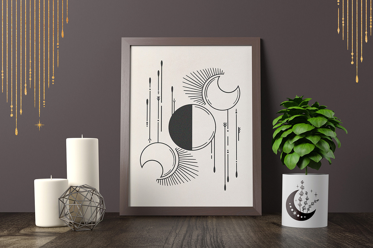 Moon flowers - celestial graphic kit, an Illustration by My Space Garden (Photo 13 of 18)