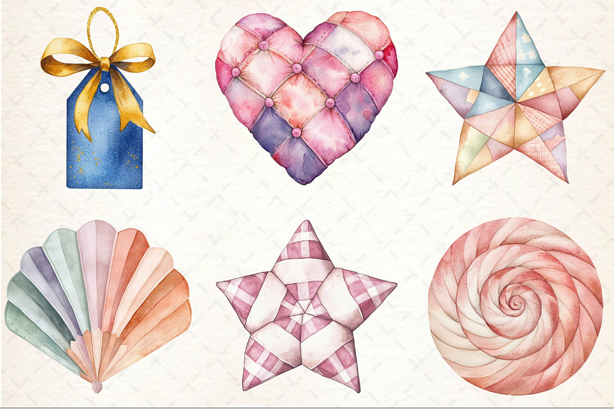 Cottage Quilts Fussy Clipart, a Seasonal Illustration by Rose Art (Photo 3 of 7)
