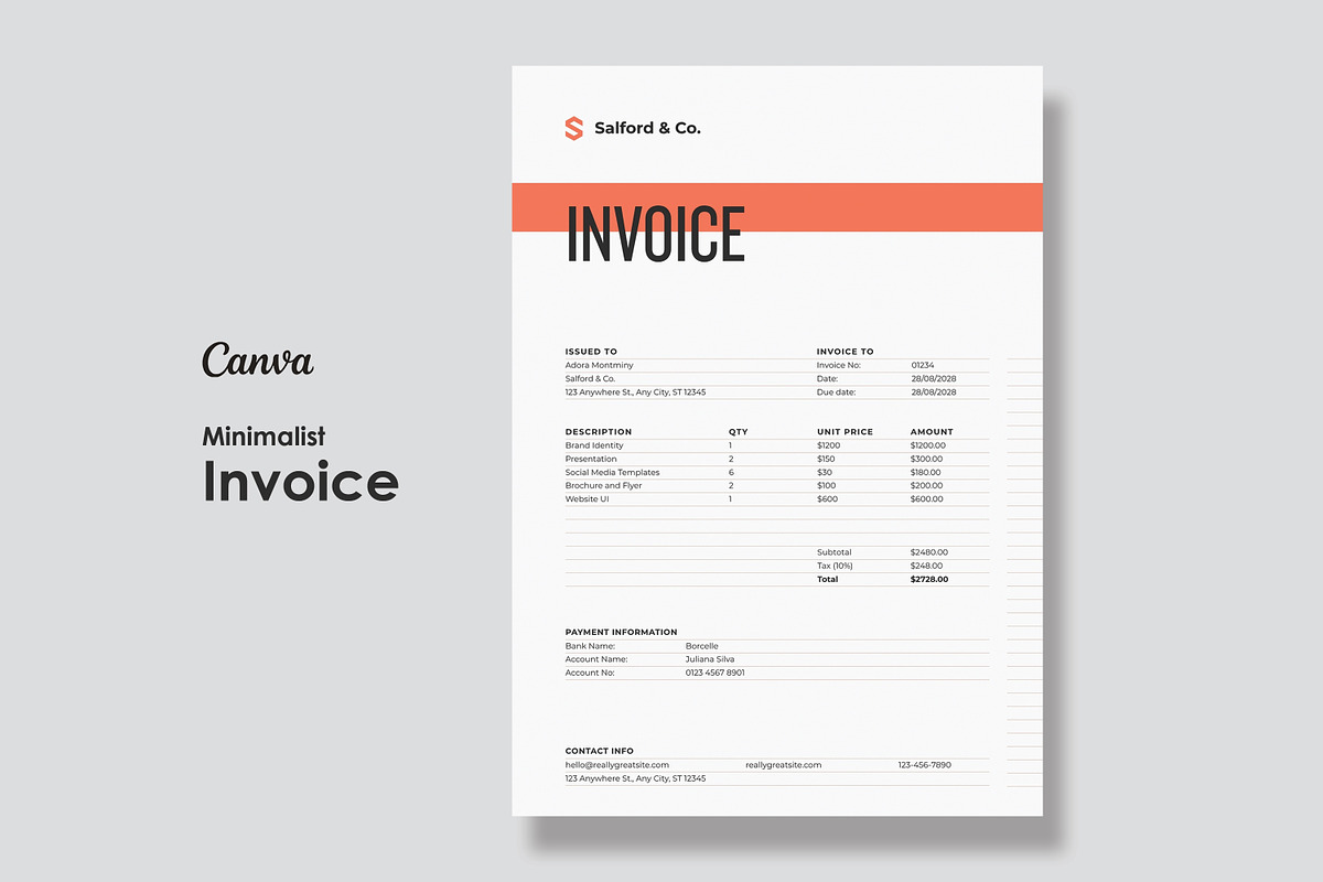 Minimalist Business Invoice Template, a Stationery Template by Amit Debnath (Photo 1 of 3)