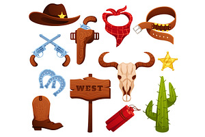 Cartoon Wild West Elements. Sheriff