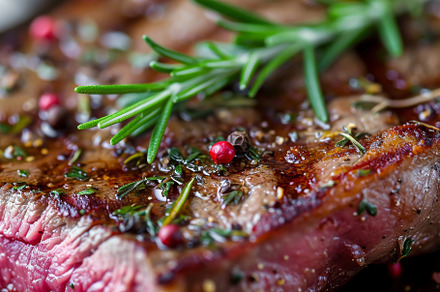 A detailed view of a steak covered i, a Photo by Iftikhar Alam