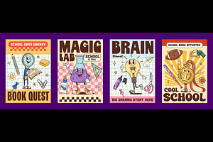 Y2K groovy stationery on school, an Education Illustration by Buch&Bee