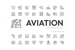 Airport and Aviation Icon Set, an Outline Icon by Prosymbols