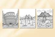 Famous Places Coloring Printable PDF, an Object Graphic by Image for Sale (Thumbnail 2 of 3)