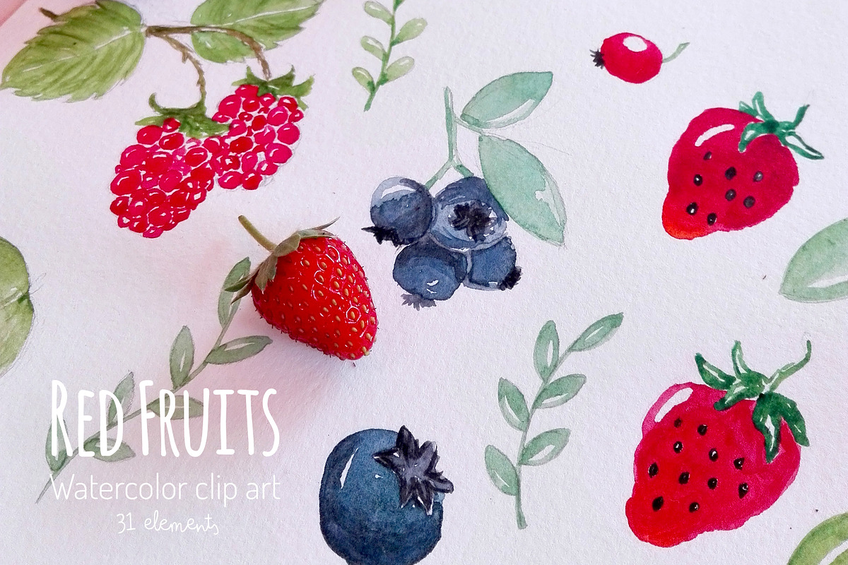 Watercolor fruits clipart, a Food Illustration by Autumn Breeze (Photo 4 of 4)