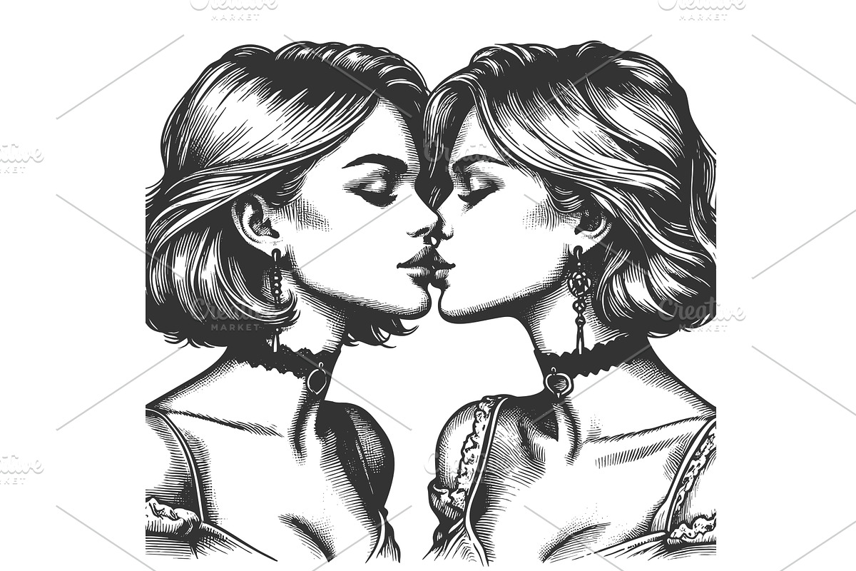 Romantic Vintage Illustration of Two, a Person Illustration by AlexArt