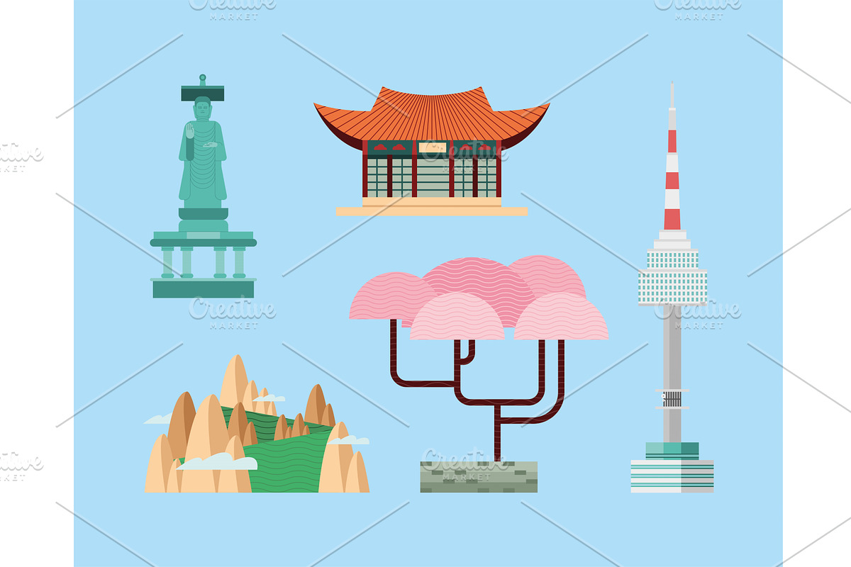 south korean icon group, an Object Illustration by studiogstock
