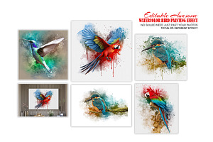 Watercolor Bird Painting Effect