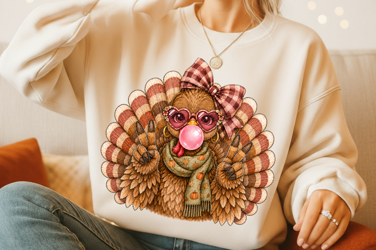 Retro Turkey Blowing Bubble Gum PNG, a Seasonal Illustration by Stickera Hub (Photo 3 of 7)