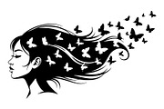 Woman Butterfly Hair Silhouette, an Object 3D Model by yasushie (Thumbnail 8 of 31)