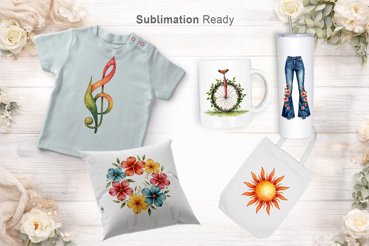 70s Retro Floral Sublimation PNG, an Illustration by Artnoy (Photo 6 of 8)