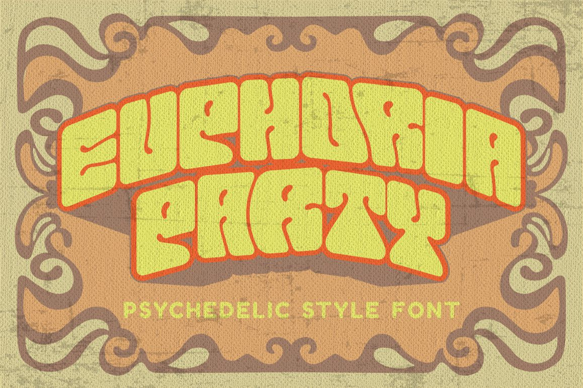 Euphoria Party - Psychedelic Font, a Font by PutraCetol Studio (Photo 1 of 11)