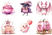 Pink Orange Halloween Clipart, a Seasonal Illustration by Designking (Thumbnail 3 of 5)