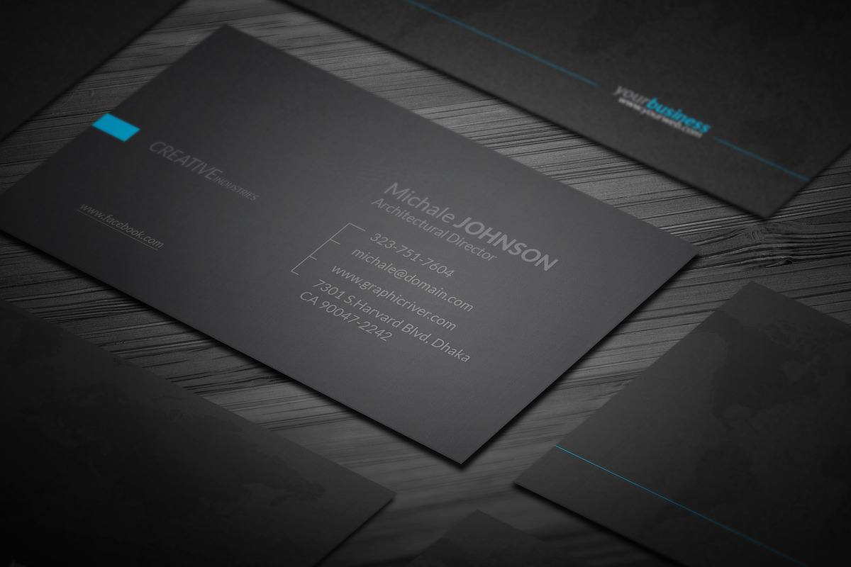 Black Blue Business Card, a Business Card Template by Genereux Art (Photo 2 of 5)