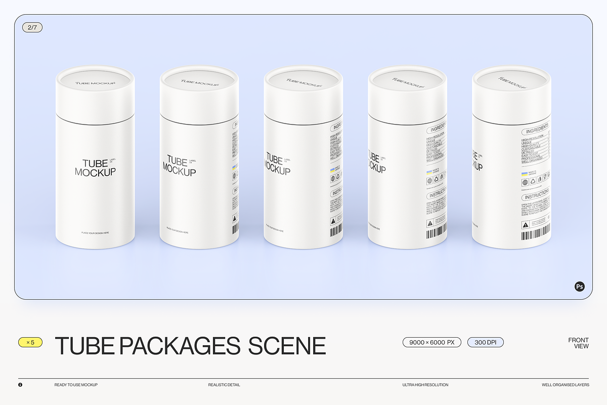 Paper Tube Package Mockup Set 2, a Cups & Container Mockup by Samolevsky (Photo 6 of 17)
