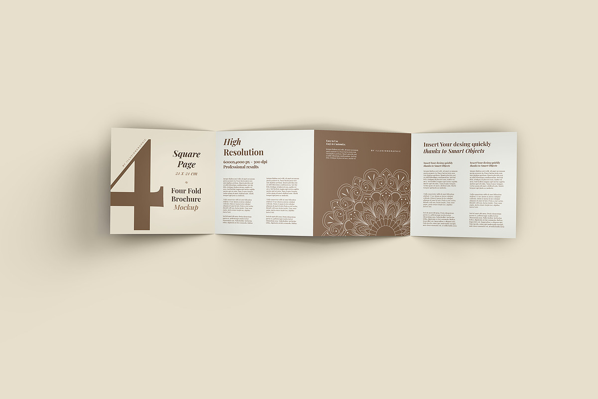 4 Fold Square Brochure Mockup, an Advertising Mockup by Illusiongraphic (Photo 4 of 19)