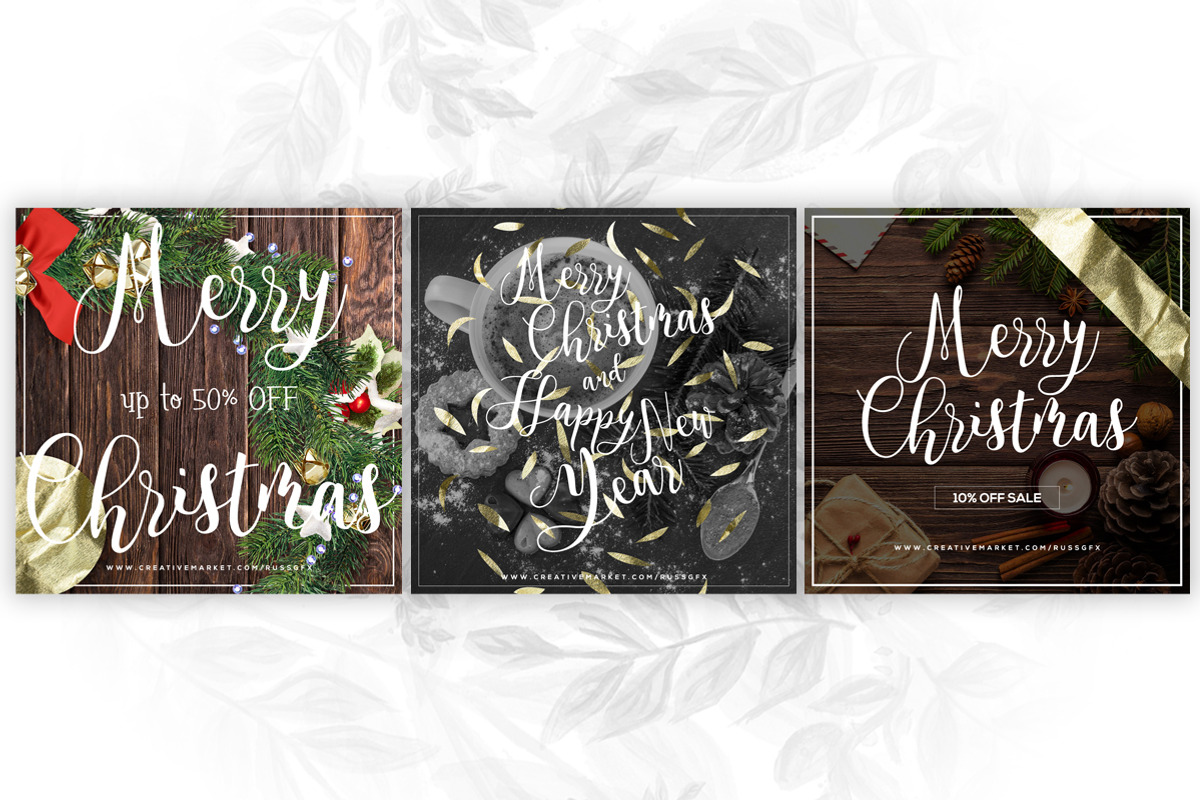 24 Instagram Christmas Posts, a Social Media Template by RussGFX (Photo 2 of 9)