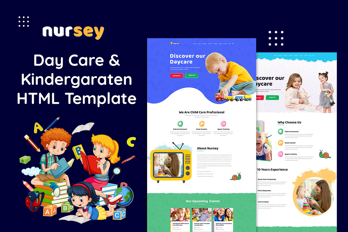 Nursey - Day Care HTML Template, a HTML Template by THESOFTKING (Photo 1 of 3)