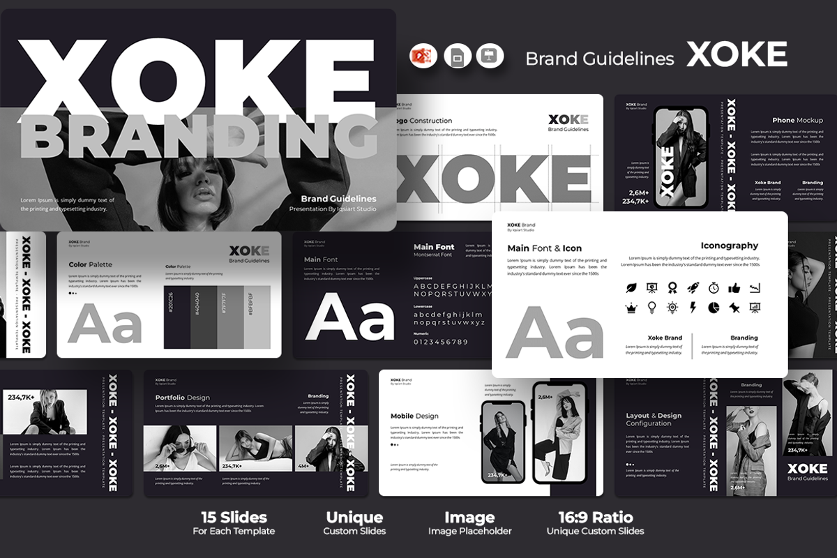 Xoke Brand Guidelines - PowerPoint, a Presentation Template by Iqsiart Studio (Photo 1 of 3)