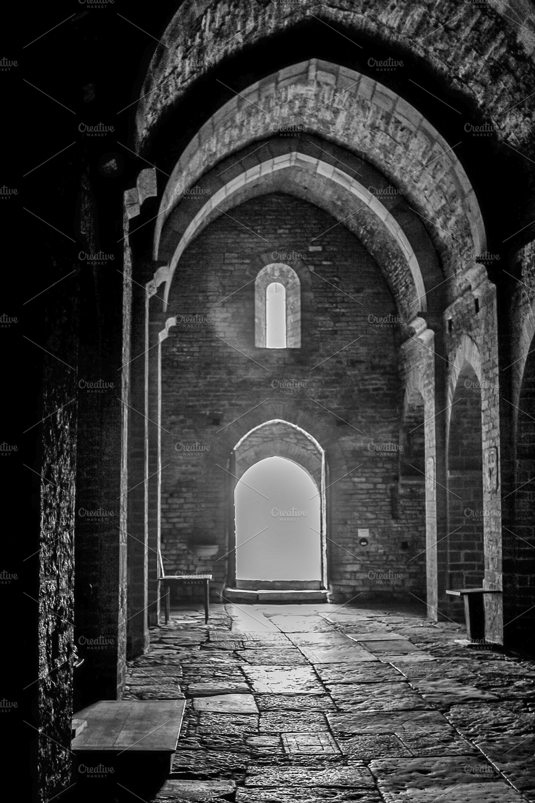 Light through church door