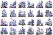 Spring Flower Fence Sublimation Clip, an Illustration by designcity5 (Thumbnail 2 of 5)