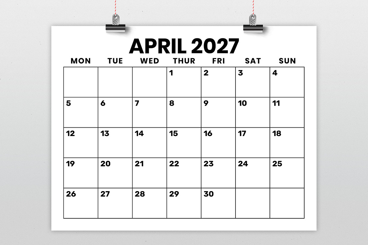 2027 8.5x11 Inch MON-SUN Calendar preview 2