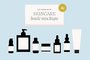 Flat Vector Skincare Bottle Mockups
