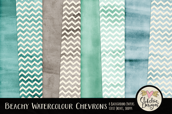 Beachy Watercolor Chevron Textures preview 7