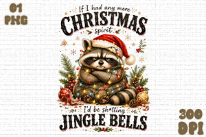 Grumpy Raccoon Christmas Clipart, a Seasonal Illustration by Sublimation Artist