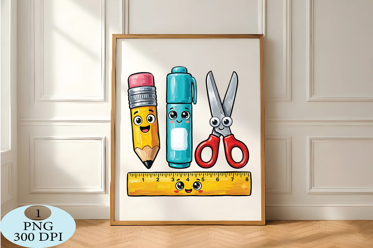 Cute Pencil Ruler Scissors & Marker, a Seasonal Illustration by Daily.Designs (Photo 5 of 5)