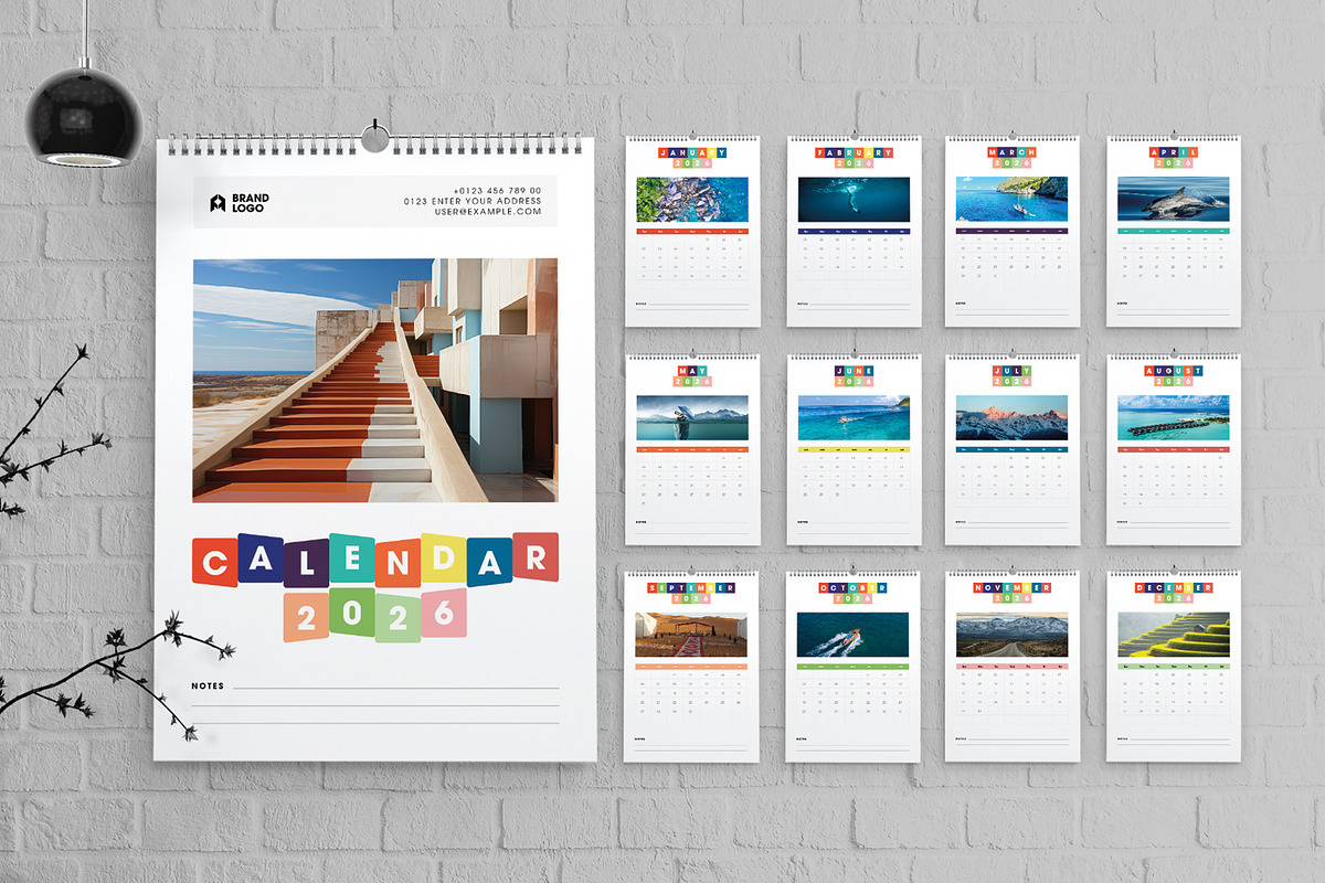 Colorful 2026 Wall Calendar Template