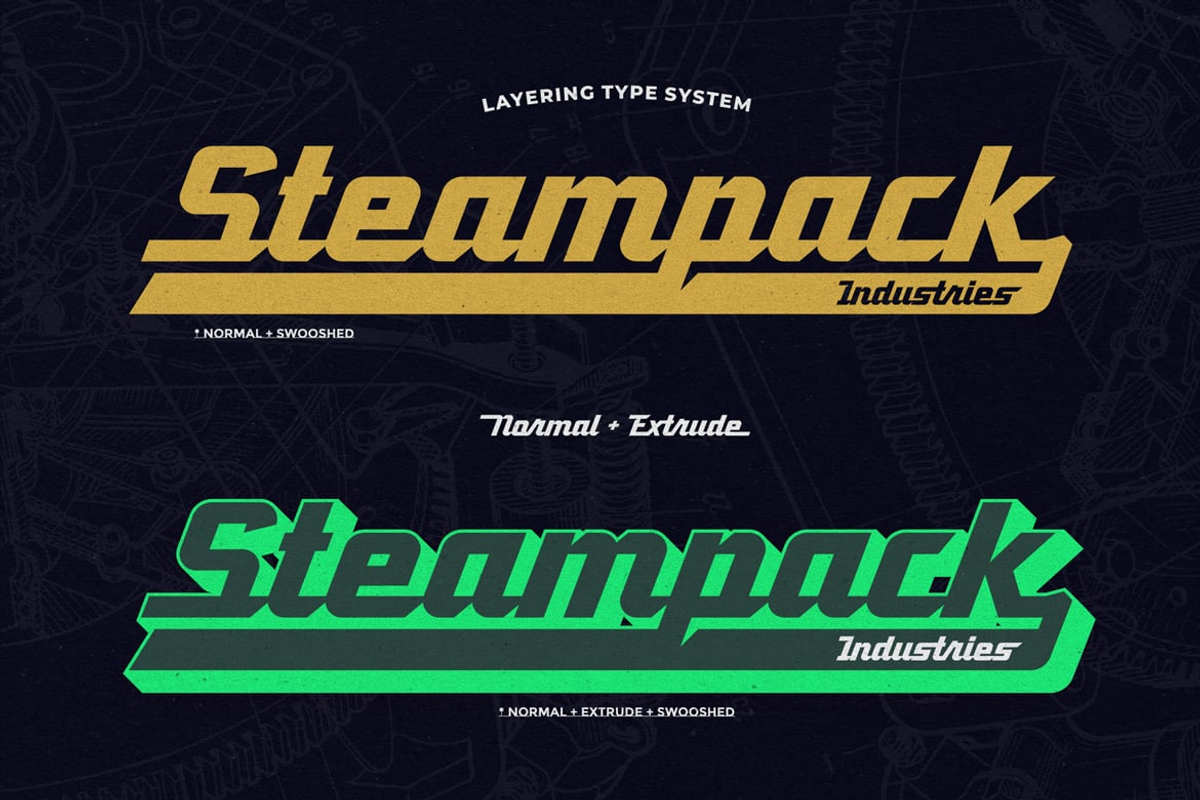 Steampk - Atomic Geometric Script, a Script Font by Luna Shop (Photo 3 of 7)