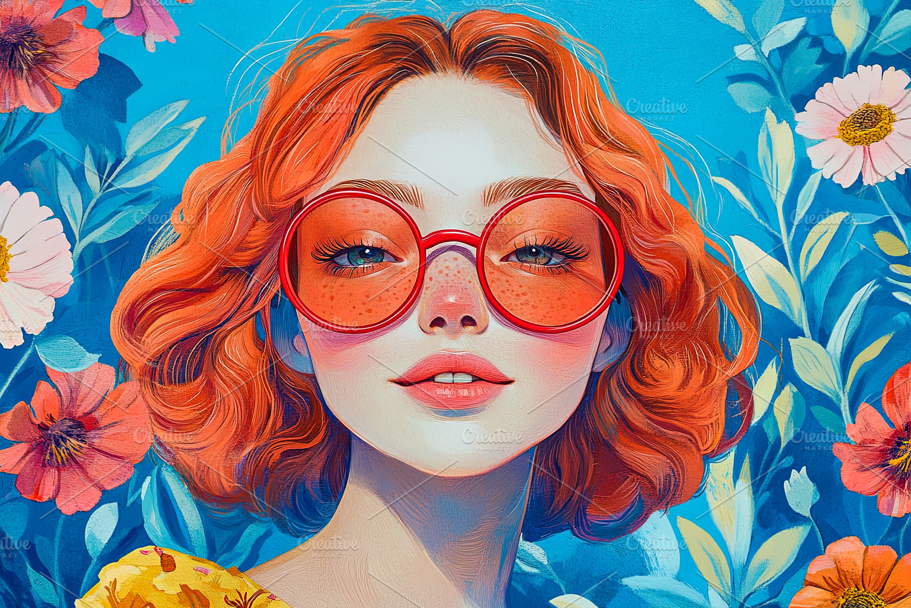 Artistic Portrait of a Woman with Red Hair and Glasses, a Person Photo by Ales Munt
