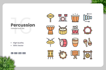Percussion Colored Icons, an Icon by Upnowgraphic