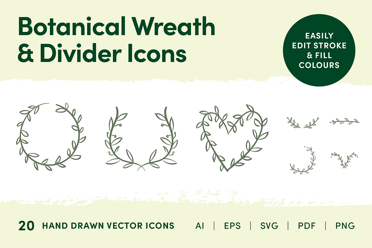 Botanical Wreath & Divider Icons, an Object Graphic by Caroline Mackay (Photo 1 of 7)