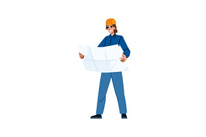 Female construction worker reading, an Illustration by pikepicture